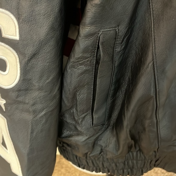 This beautiful USA size 2X all leather patriotic vintage coat - Picture 4 of 12